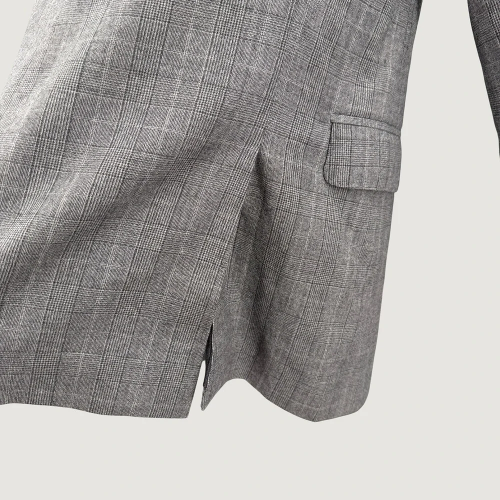 GANT Wool Plaid Slim Blazer Gray Windowpane Two Button Sport Coat US‎ 38 EU 48